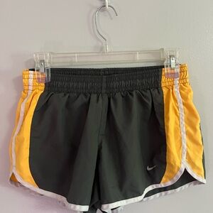 Nike Women's Charcoal and Yellow Athletic Shorts